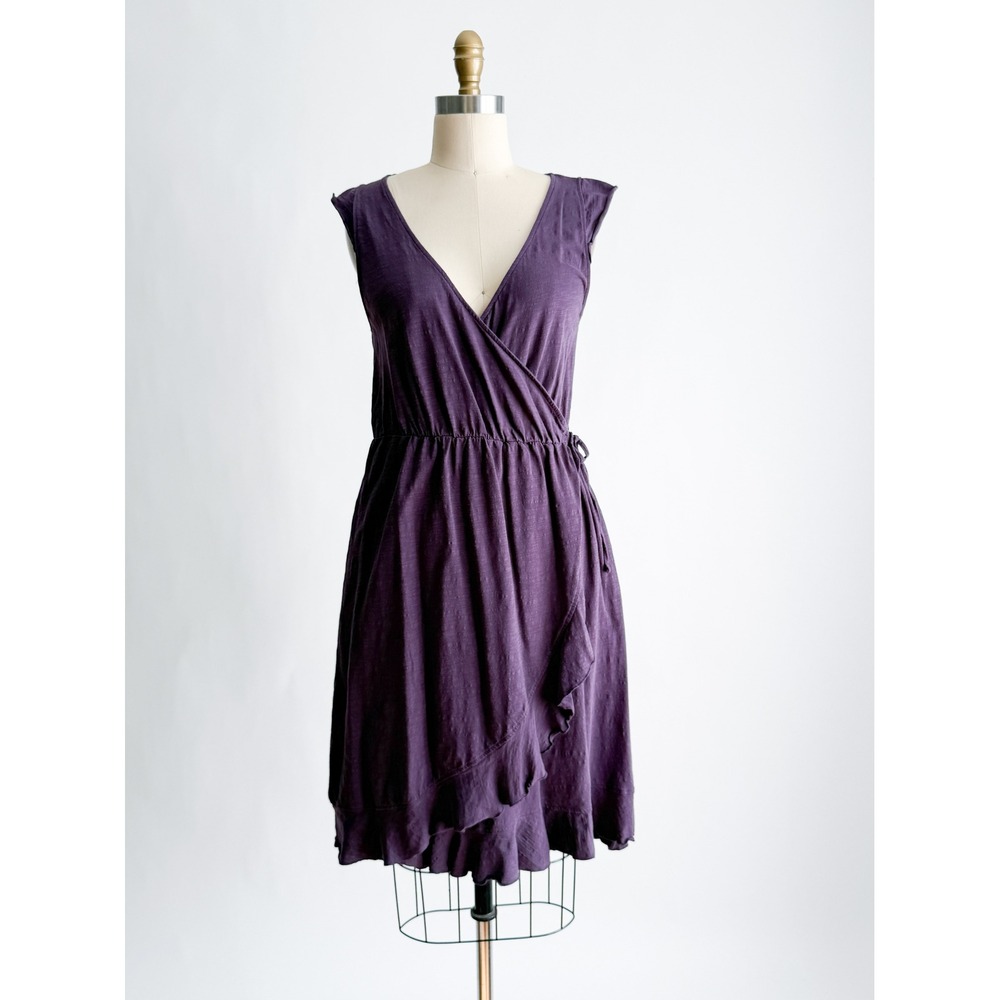 Pact Plum Wrap-Style Mini Dress